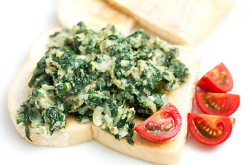 Image showing Scrambled egg with spinach