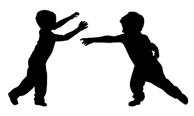 Image showing Silhouettes of two little boys