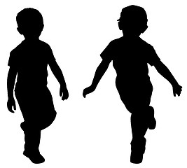 Image showing Silhouettes of two little boys