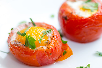 Image showing Eggs with tomatoes italian style