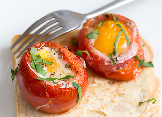 Image showing Eggs with tomatoes italian style