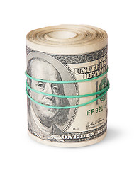 Image showing Roll Of One Hundred Dollar Bills