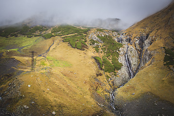 Image showing Georgian nature tourism waterfall in mountains