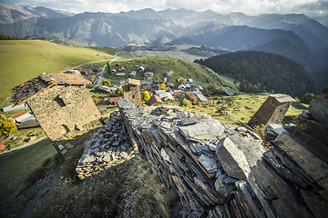 Image showing Tusheti National Park mountain village towers