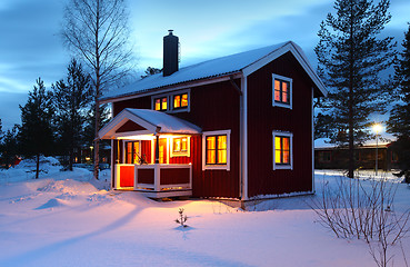 Image showing wooden house in Sweden during winter