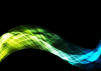 Image showing Bright shiny waves on black background