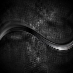 Image showing Black smooth wave on dark grunge background