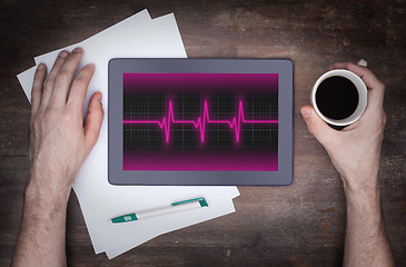 Image showing Electrocardiogram on a tablet - Concept of healthcare