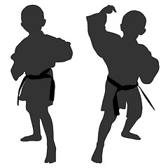 Image showing Silhouettes of two little boys