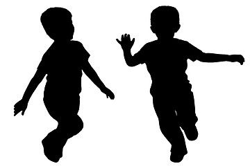 Image showing Silhouettes of two little boys