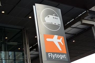 Image showing Oslo Airport Express (Flytoget) station sign