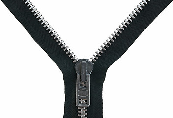 Image showing Unzipped metal zipper