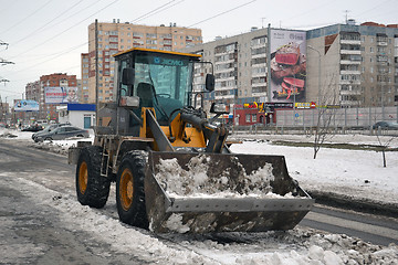 Image showing Cleaning of snow from city streets.