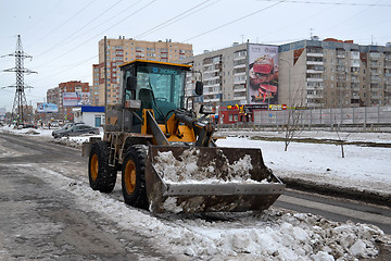 Image showing Cleaning of snow from city streets.