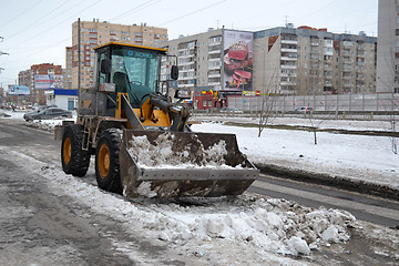 Image showing Cleaning of snow from city streets.