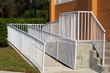 Image showing handicap ramp with white railing