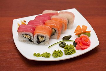 Image showing Roll with cream cheese and salmon