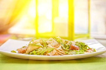 Image showing Salad with smoked eel