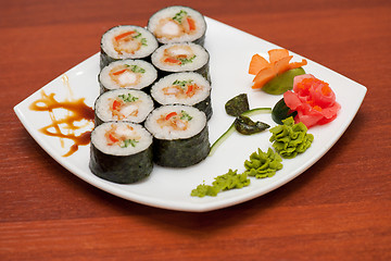 Image showing sushi rolls with crabs meat