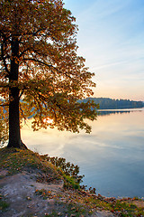 Image showing Autumn sunset on the lake