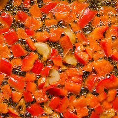 Image showing Roasting in butter slices of sweet pepper