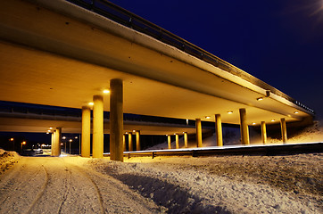 Image showing viaduct at night in winter