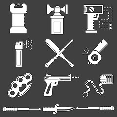 Image showing White icons vector collection of self-defense