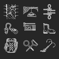 Image showing White line vector icons for rock climbing outfit