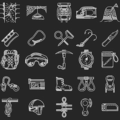 Image showing Line icons vector collection for rock climbing