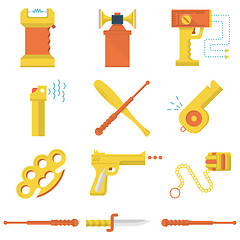 Image showing Flat color icons vector collection of self-defense