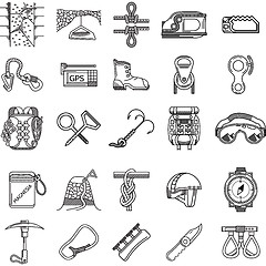 Image showing Black icons vector collection for rock climbing