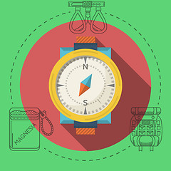 Image showing Flat design vector illustration for rock climbing. Compass