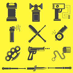 Image showing Black vector icons for self defence