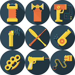 Image showing Flat vector icons for self defence