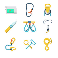 Image showing Flat icons vector collection of mountaineering outfit