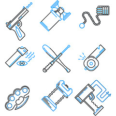 Image showing Flat line icons vector collection of self-defense