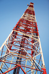 Image showing Red and white communication tower