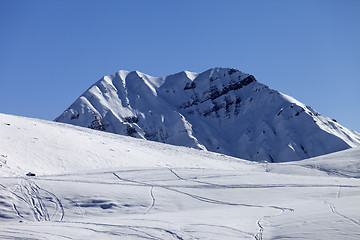 Image showing Off-piste slope in sun morning