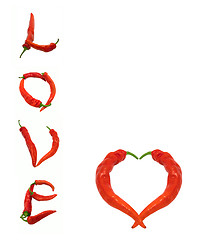 Image showing Heart and Love composed of red chili peppers