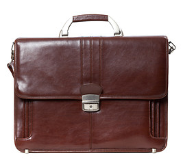 Image showing Leather brown briefcase