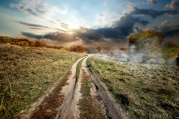 Image showing Fog and countryside