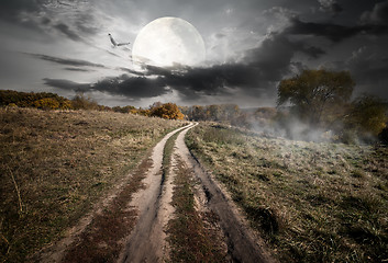 Image showing Countryside and moon