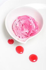 Image showing Strawberry ice cream ball on white background