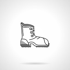 Image showing Black line hiking boot flat vector icon