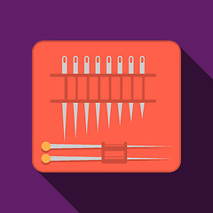 Image showing Needles set red pack flat vector icon