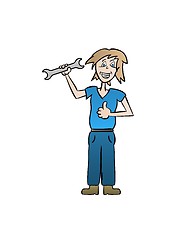 Image showing woman holding spanner