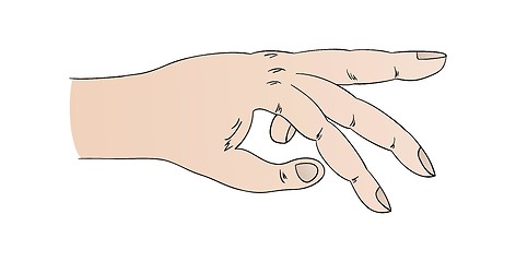 Image showing human hand with pointing ring finger