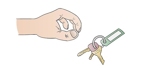 Image showing human hand and keys