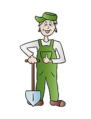 Image showing gardener man with spade