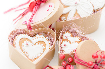 Image showing isolated gingerbread valentine cookie heart